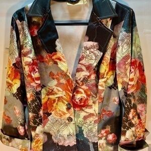 IMPULSE CALIFORNIA LADIES JACKET/TOP FLORAL DESIGN SIZE MEDIUM